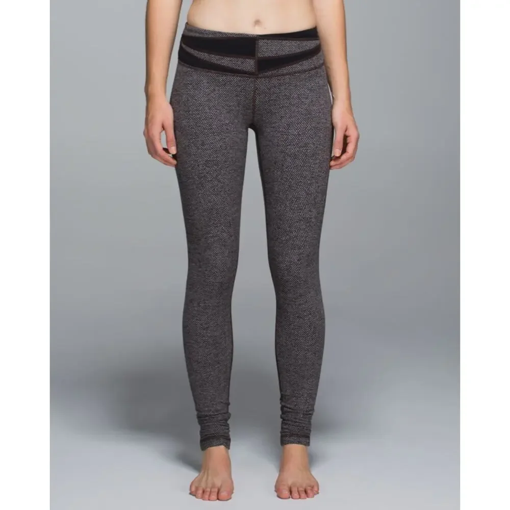 Lululemon Wunder Under Pant Leggings Giant Herringbone Black Gray Size 6